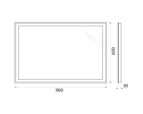 Зеркало 90x60 см BelBagno SPC-GRT-900-600-LED-BTN