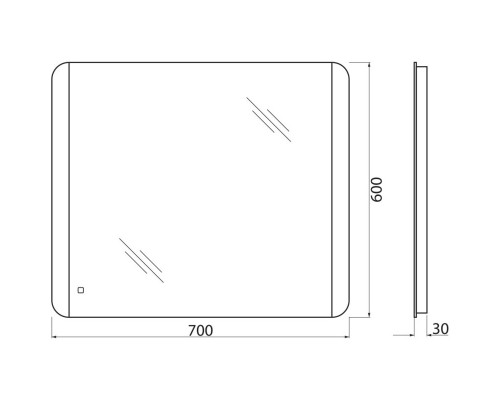 Зеркало 70x60 см BelBagno SPC-CEZ-700-600-LED-TCH