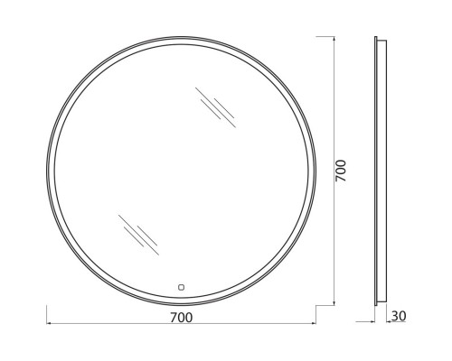 Зеркало 70x70 см BelBagno SPC-RNG-700-LED-TCH