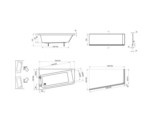 Акриловая ванна 160x95 см L Ravak 10° C831000000