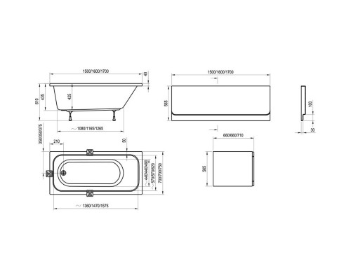 Акриловая ванна 150x70 см Ravak Chrome C721000000