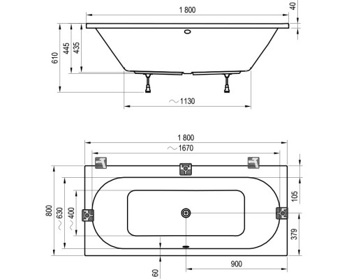 Акриловая ванна 180x80 см Ravak City C920000000