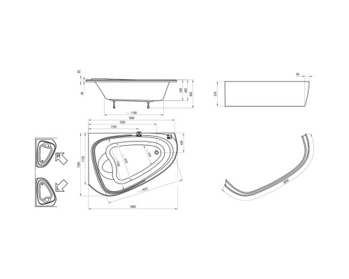 Акриловая ванна 189x139 см L Ravak LoveStory II C751000000