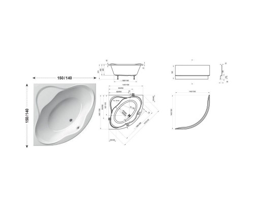 Акриловая ванна NewDay PU PLUS 150x150 Ravak C681000000