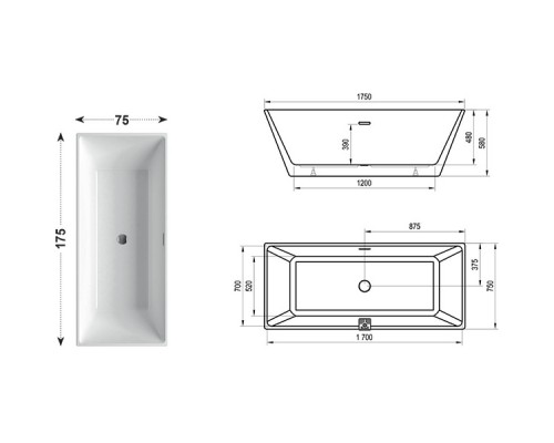 Акриловая отдельностоящая ванна Freedom R 1750x750 мм Ravak XC00100021
