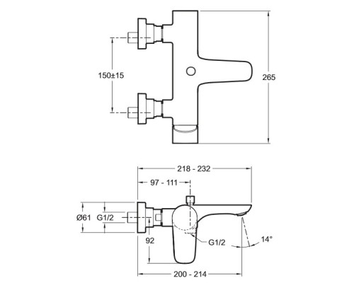 Смеситель для ванны Jacob Delafon Aleo E72282-CP + E32910-CP