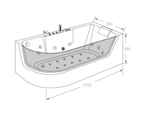 Акриловая гидромассажная ванна 170x80 см Grossman GR-17000R