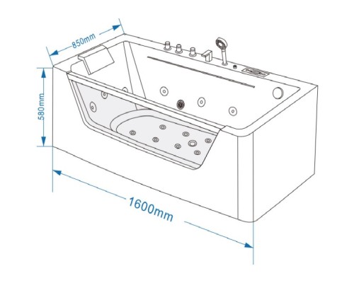 Акриловая гидромассажная ванна 160x85 см Grossman GR-16085