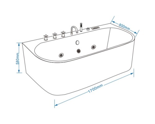 Акриловая гидромассажная ванна 170x80 см Grossman GR-17075-2317080