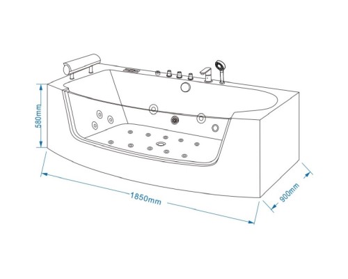 Акриловая гидромассажная ванна 185x90 см Grossman GR-18590