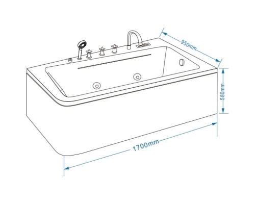 Акриловая гидромассажная ванна 170x95 см Grossman GR-17095R