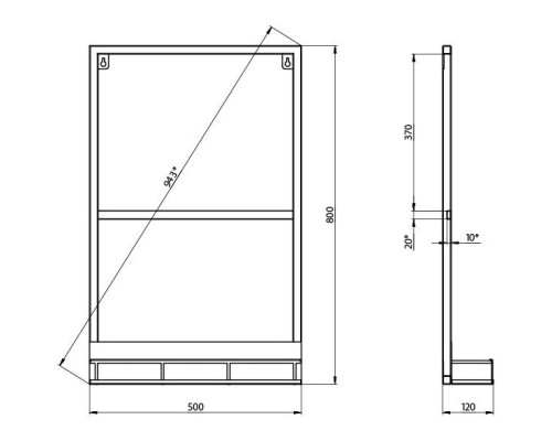 Зеркало 50x80 см черный Grossman Метрис 205001