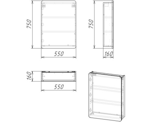 Зеркальный шкаф 55x75 см бетон пайн Grossman Талис 206006