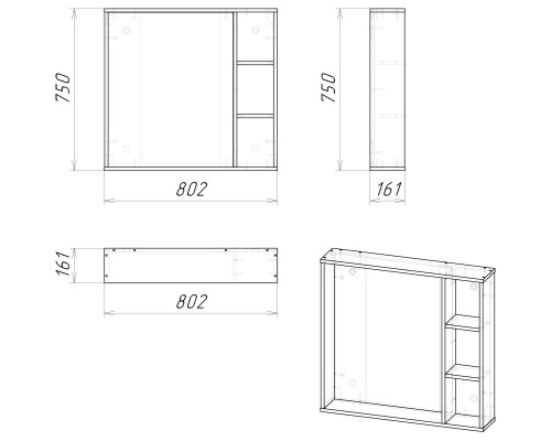 Зеркало 80,2x75 см дуб сонома Grossman Флай 208001