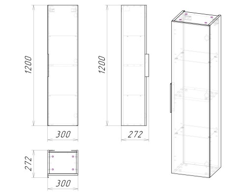 Пенал подвесной дуб галифакс L/R Grossman Форта 303005