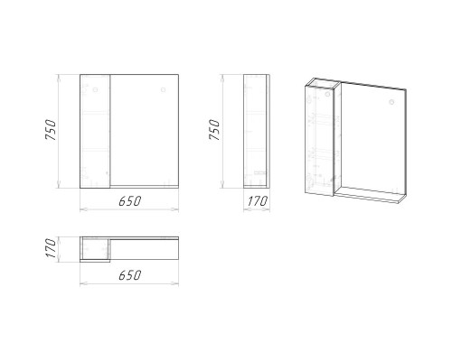Комплект мебели дуб веллингтон/белый матовый 65 см Grossman Альба 106503 + GR-3020 + 206501