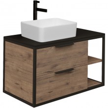 Тумба с раковиной дуб веллингтон/черный 90 см Grossman Лофт 109001 + GR-3016