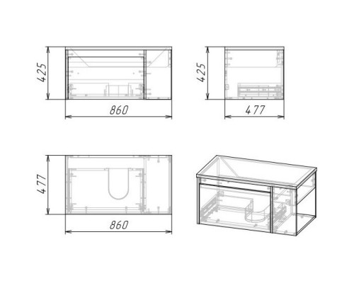 Комплект мебели дуб веллингтон 86 см Grossman Тенза 108503 + Y18298 + 208501