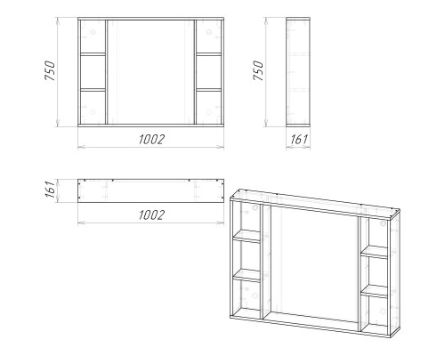 Комплект мебели дуб сонома/серый матовый 97,6 см Grossman Флай 101002 + 501002 + GR-3019 + 201001