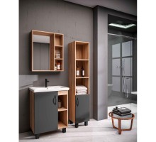 Комплект мебели дуб сонома/серый матовый 61 см Grossman Флай 106002 + 16413 + 206001