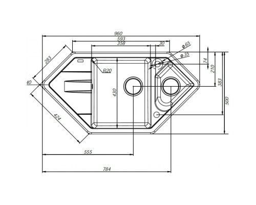 Кухонная мойка шоколад IDDIS Vane G V36C965I87