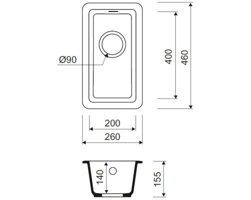 Кухонная мойка черный IDDIS Tanto TU1B261I87