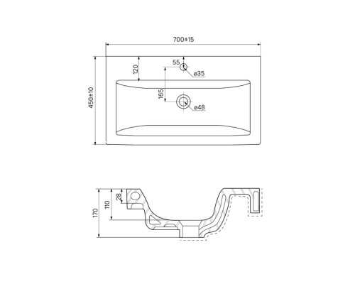 Тумба с раковиной белый глянец 70 см IDDIS Custo New NCU70W0i95K