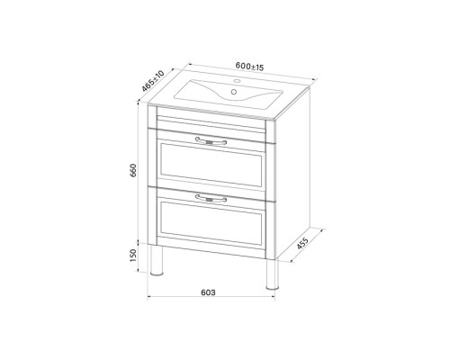 Тумба с раковиной белый матовый 60,3 см IDDIS Oxford OXF60W0i95K