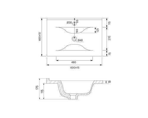 Тумба с раковиной белый матовый 60,3 см IDDIS Oxford OXF60W0i95K