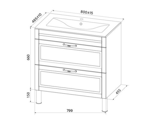 Тумба с раковиной белый матовый 80 см IDDIS Oxford OXF80W0i95K