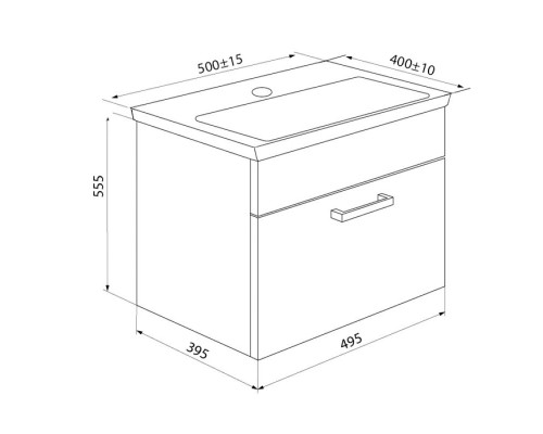 Тумба с раковиной белый глянец/дерево 50 см IDDIS Mirro MIR50W0i95K