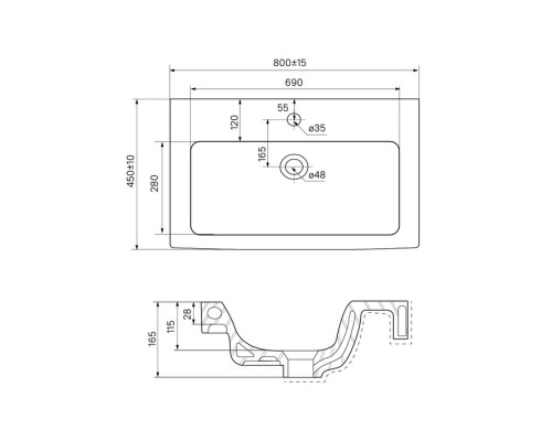 Тумба с раковиной белый глянец 80 см IDDIS Mirro New NMIR80Wi95K