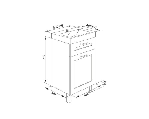 Тумба с раковиной белый глянец/дерево 50,5 см IDDIS Sena New NSE50W1i95K