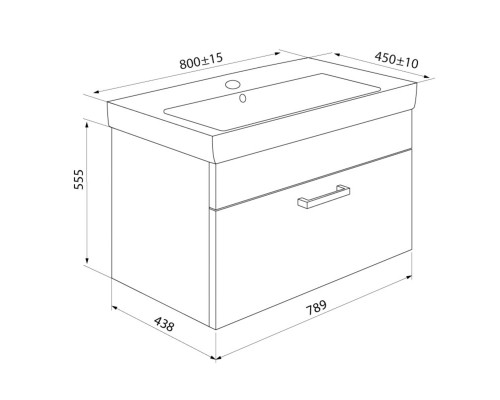 Тумба с раковиной белый глянец/дерево 80 см IDDIS Mirro MIR80W0i95K