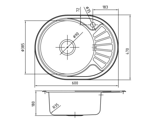 Кухонная мойка полированная сталь IDDIS Suno SUN60PLi77