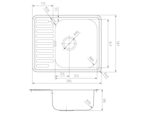 Кухонная мойка полированная сталь IDDIS Strit STR58PRi77