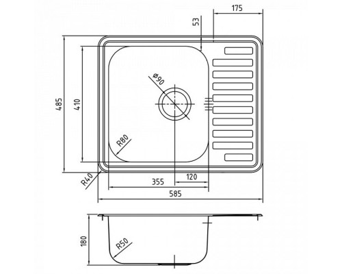 Кухонная мойка IDDIS Strit полированная сталь STR58PDi77