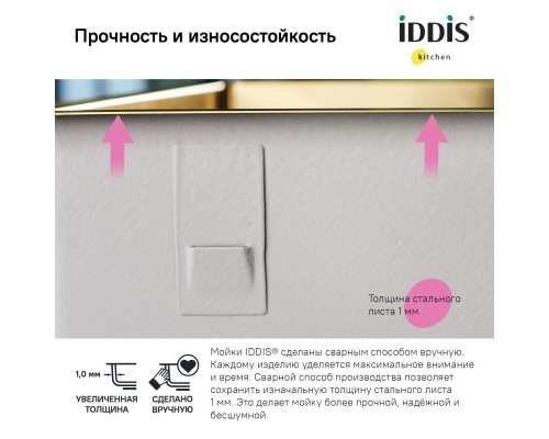 Кухонная мойка IDDIS Edifice золотой матовый EDI21B0i77