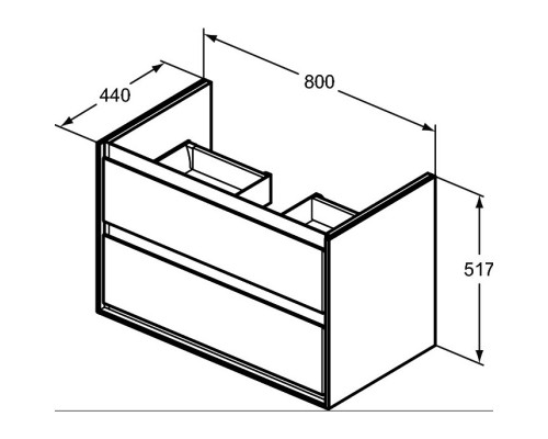 Тумба белый глянец/белый матовый 80 см 2 ящика Ideal Standard Connect Air E0819B2