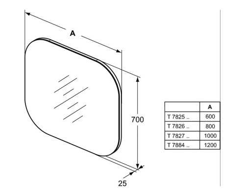 Зеркало 100x70 Ideal Standard SoftMood T7827BH