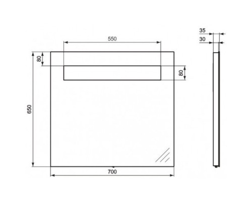 Зеркало с подсветкой 70x65 см Ideal Standard Strada K2477BH