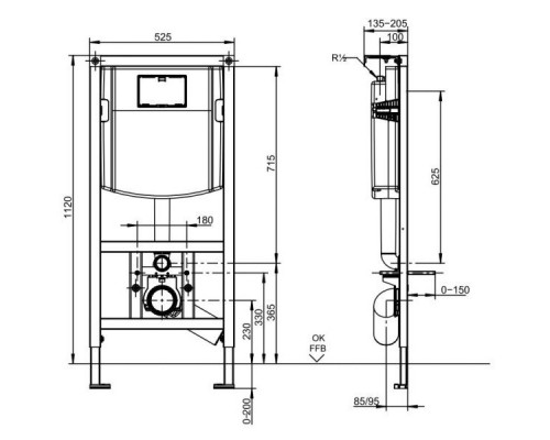 Комплект подвесной унитаз OWL 1975 Vind OWLT190302 + система инсталляции Villeroy & Boch 92246100