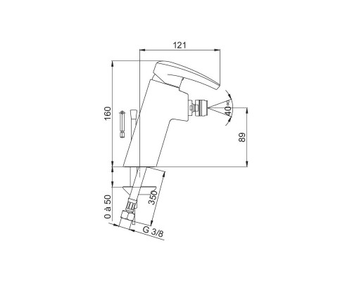 Смеситель для биде с донным клапаном Jacob Delafon Panache E73240-CP