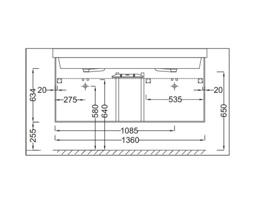 Тумба черное дерево 136 см Jacob Delafon Soprano EB1335-E15