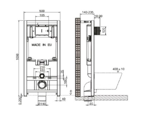 Комплект подвесной унитаз Jacob Delafon Escale E1306-00 + система инсталляции Jacob Delafon E29025-NF + E29027-CP