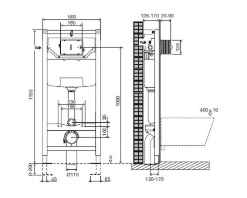 Комплект подвесной унитаз Jacob Delafon Struktura EDF102-00 + E4272-00 + система инсталляции Jacob Delafon E5504-NF + E4326-CP