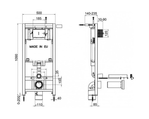 Комплект подвесной унитаз Jacob Delafon Struktura EDE102-00 + E20606-WTE + система инсталляции Jacob Delafon E29025-NF + E4316-CP