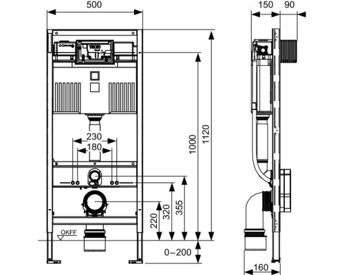 Комплект подвесной унитаз Jacob Delafon Struktura EDF102-00 + E4272-00 + система инсталляции TECE 9300302 + 9240921