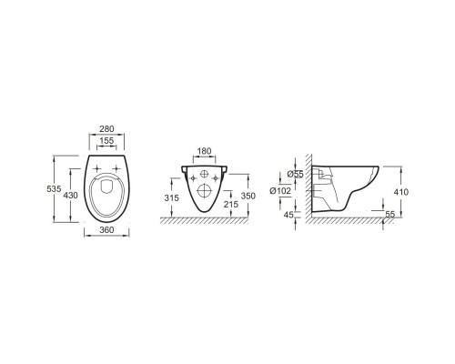 Комплект подвесной унитаз Jacob Delafon Patio EDV102-00 + E70021-00 + система инсталляции Villeroy & Boch 92246100 + 92249068