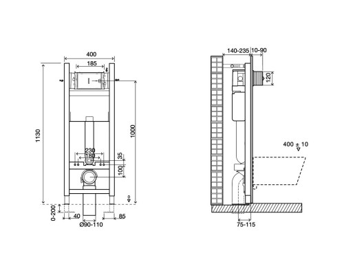 Комплект подвесной унитаз Jacob Delafon Struktura EDF102-00 + E70025-00 + система инсталляции Jacob Delafon E33131RU-NF + E20859-CP-MTC